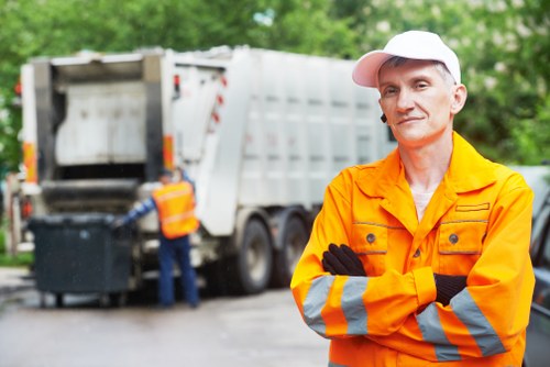 Professional litter clearance on a London street