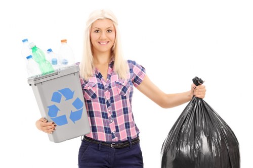 Litter clearance service collecting waste in a public area