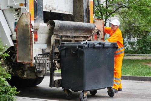Recycling and general waste bins in a London neighbourhood
