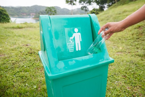Sorted household items ready for recycling during flat clearance